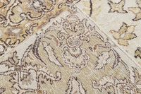 6x10 Vintage Turkish Rug, Beige Brown Floral Wool Cotton Area Rug, Large Neutral Medallion Rug