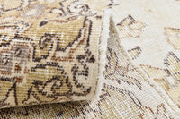 6x10 Vintage Turkish Rug, Beige Brown Floral Wool Cotton Area Rug, Large Neutral Medallion Rug