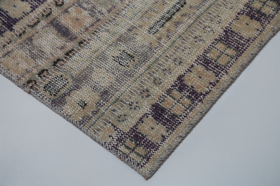 Vintage Turkish Runner Rug 1'11 x 10'9 ft, Beige Brown Patchwork Runner, Long Hallway Rug
