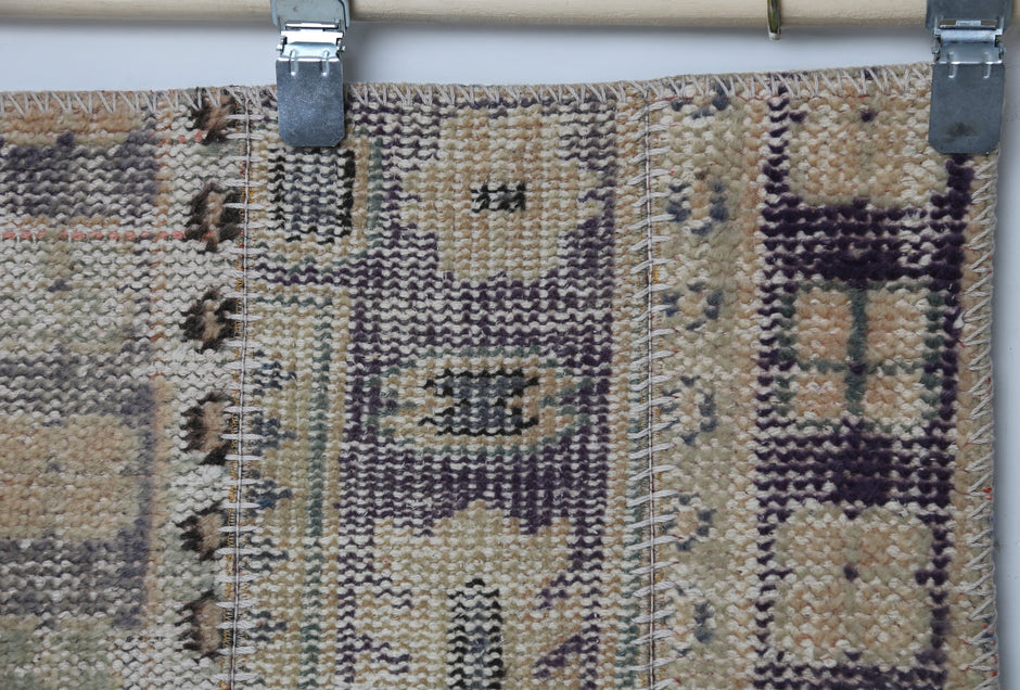 Vintage Turkish Runner Rug 1'11 x 10'9 ft, Beige Brown Patchwork Runner, Long Hallway Rug