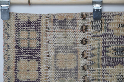 Vintage Turkish Runner Rug 1'11 x 10'9 ft, Beige Brown Patchwork Runner, Long Hallway Rug