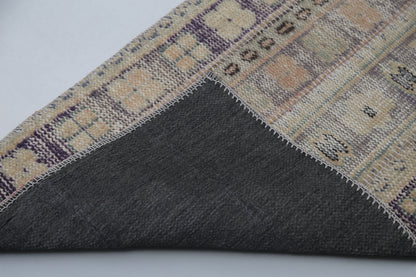Vintage Turkish Runner Rug 1'11 x 10'9 ft, Beige Brown Patchwork Runner, Long Hallway Rug