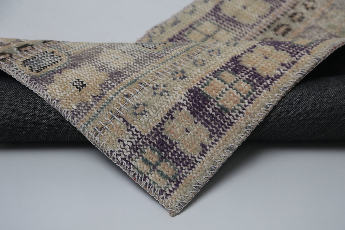 Vintage Turkish Runner Rug 1'11 x 10'9 ft, Beige Brown Patchwork Runner, Long Hallway Rug