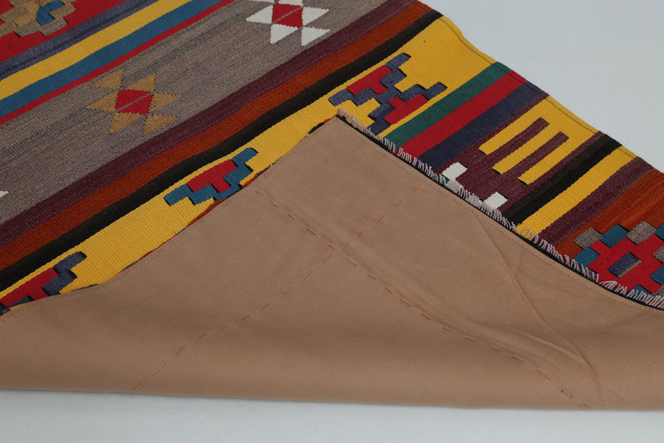 Vintage Turkish Kilim Runner Rug 2'6 x 10'3 ft, Red Striped Tribal Kilim, Long Hallway Runner