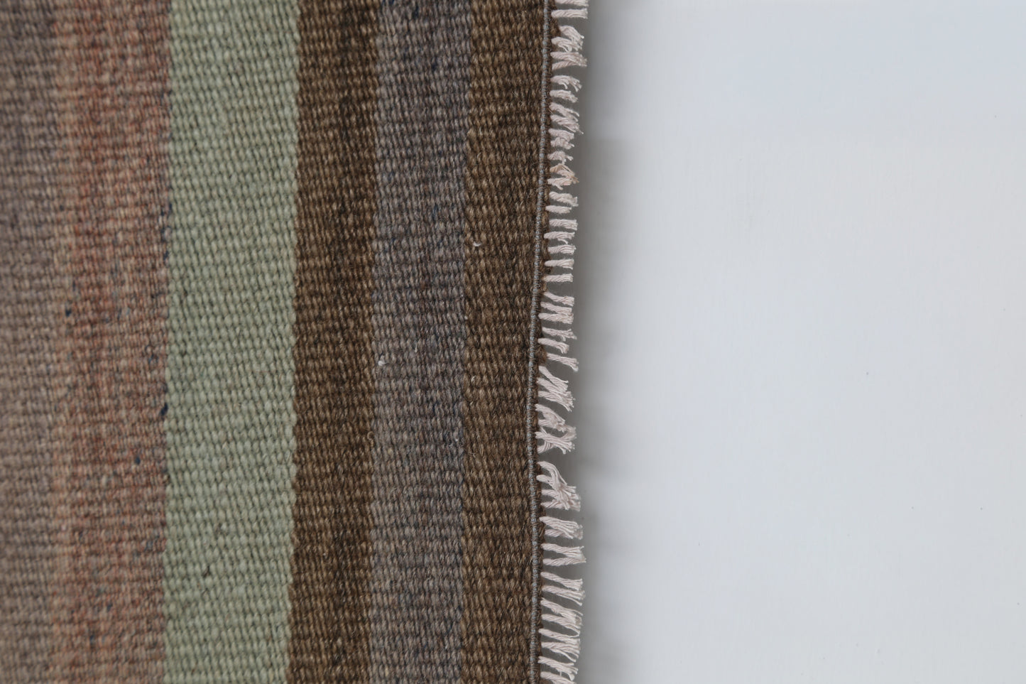 2x4 Vintage Turkish Kilim Runner Rug, Brown Striped Narrow Hallway Rug, Handmade Wool Small Runner