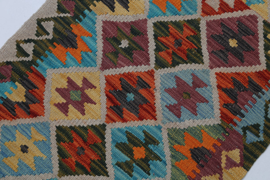 2x3 Vintage Turkish Kilim Rug, Multicolor Oriental Wool Accent Rug, Handmade Flatweave Small Rug