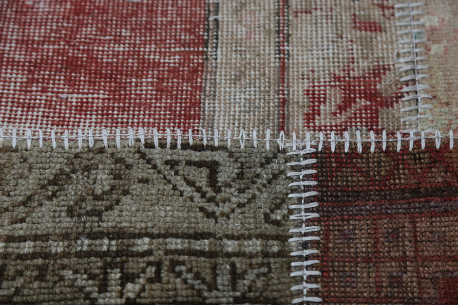 1'9 x 4'9 Vintage Turkish Patchwork Runner Rug, Multicolor Wool Cotton Small Hallway Rug