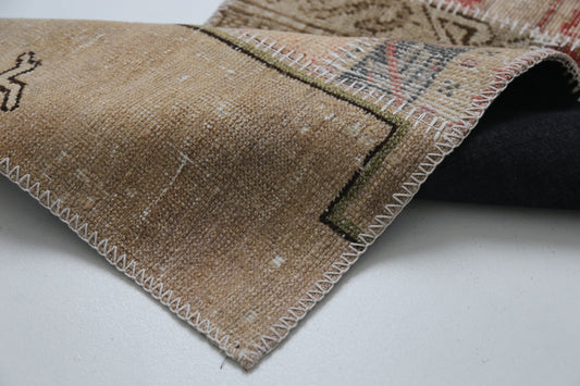 1'9 x 4'9 Vintage Turkish Patchwork Runner Rug, Multicolor Wool Cotton Small Hallway Rug