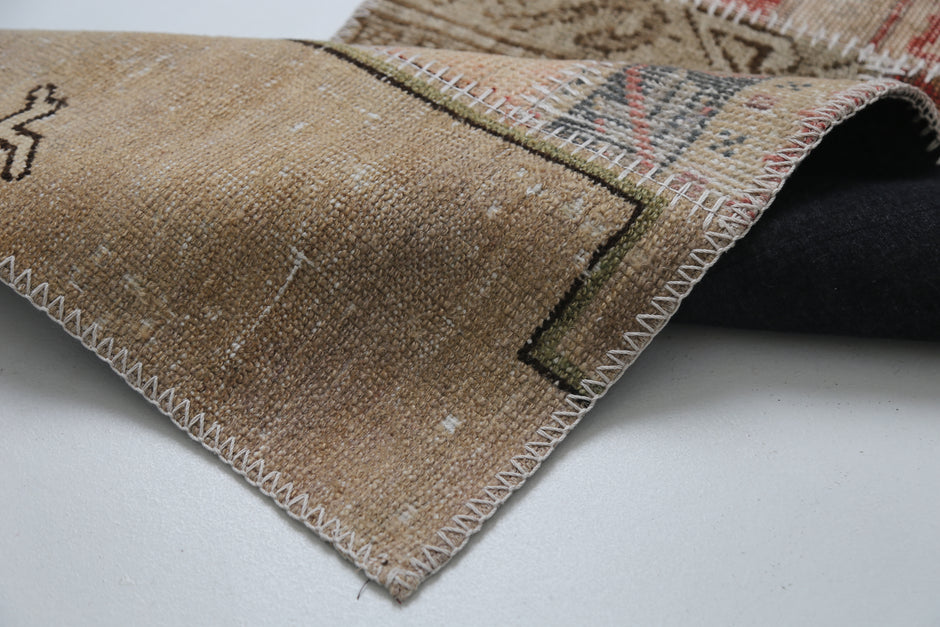 1'9 x 4'9 Vintage Turkish Patchwork Runner Rug, Multicolor Wool Cotton Small Hallway Rug