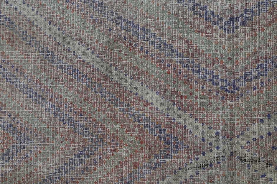 7x9 Vintage Turkish Kilim Rug, Muted Multicolor Oriental Wool Area Rug, Handmade Flatweave Boho Decor