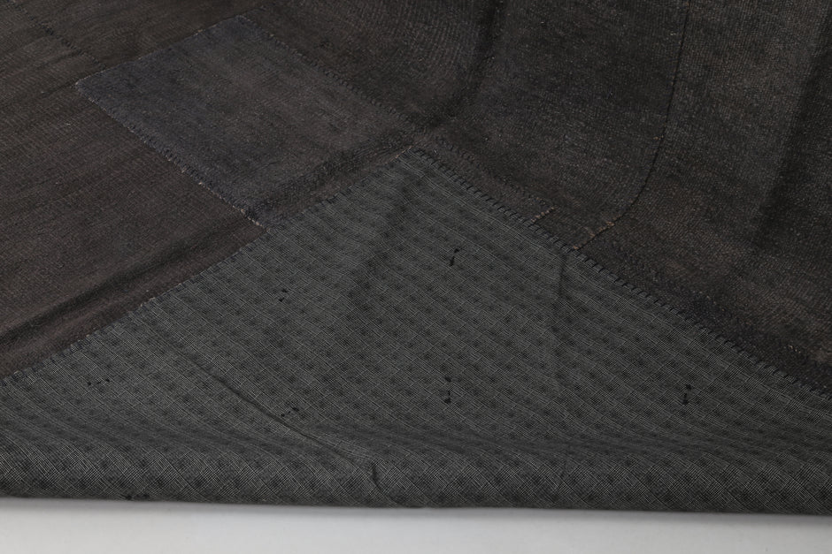8x10 Vintage Hemp Patchwork Rug, Brown Handmade Turkish Area Rug, Minimal Oversized Floor Decor