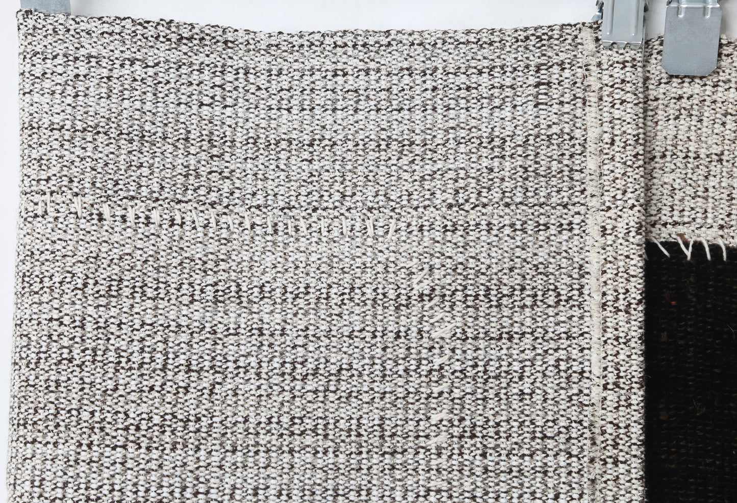3x4 Vintage Turkish Tapestry Rug, Black Minimalist Wall Hanging, Handmade Flatweave Textile Art
