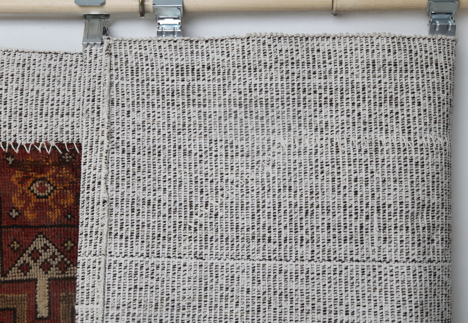 3x4 Vintage Turkish Patchwork Tapestry Rug, Handmade Textile Wall Hanging, Boho Flatweave Decor
