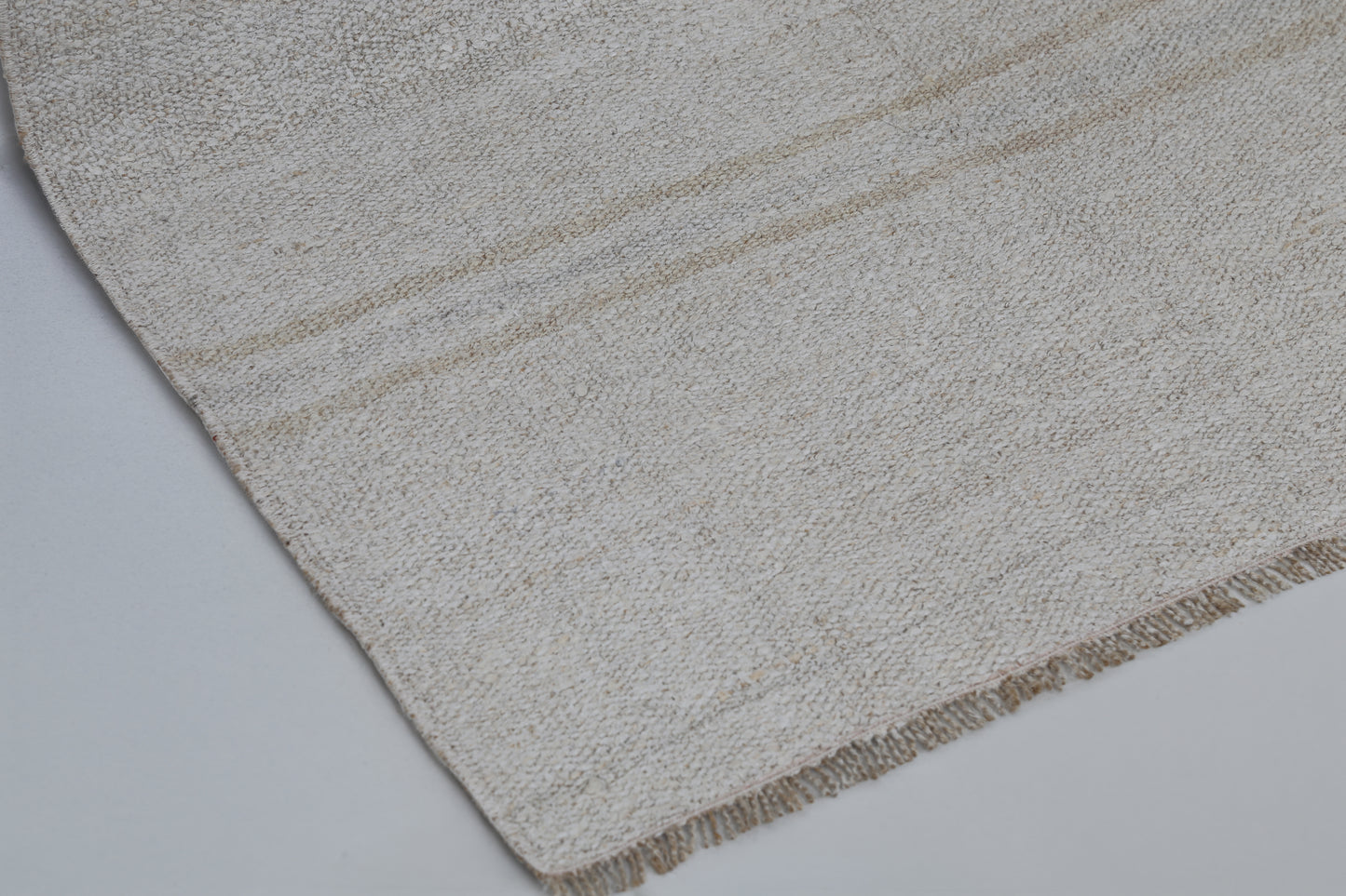 5x8 Vintage Hemp Rug, White Beige Striped Turkish Flatweave Area Rug, Handmade Natural Hemp Rug