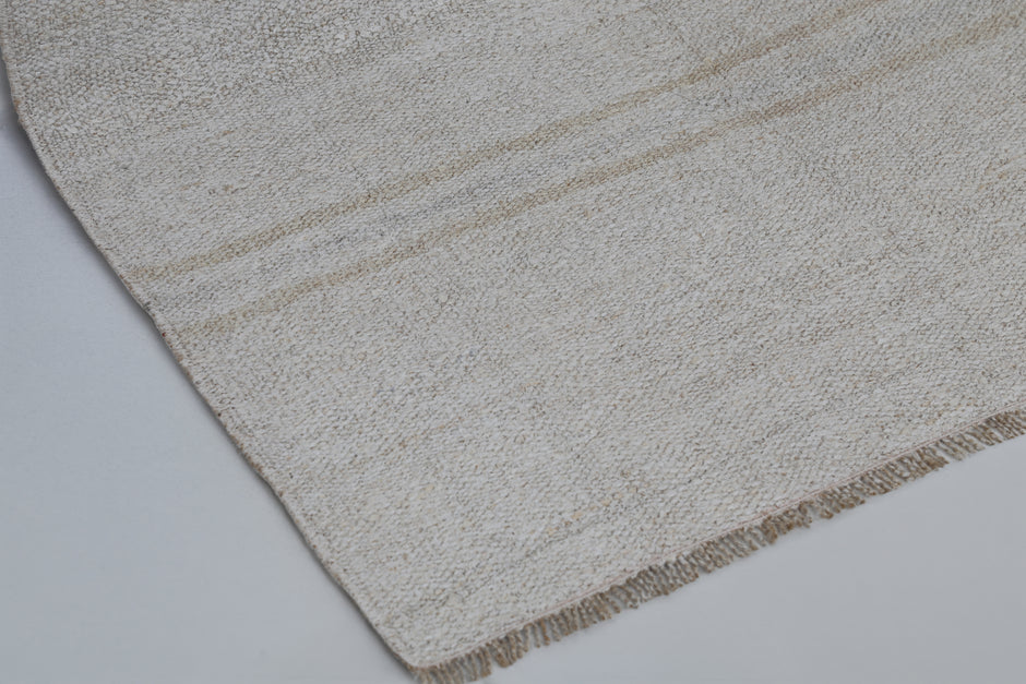 5x8 Vintage Hemp Rug, White Beige Striped Turkish Flatweave Area Rug, Handmade Natural Hemp Rug