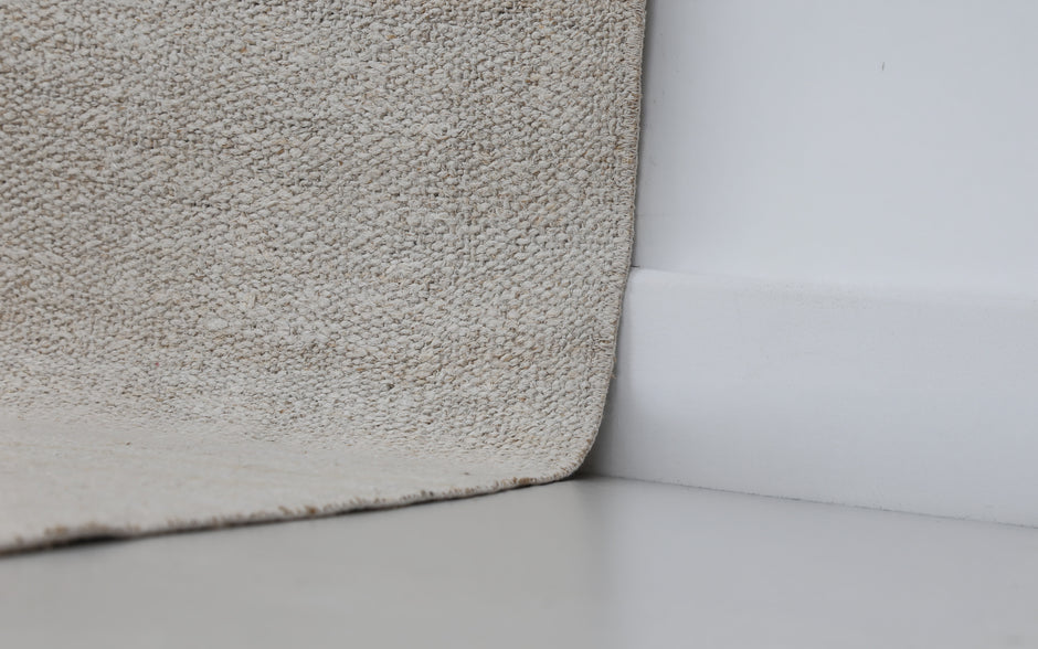 5x8 Vintage Hemp Rug, White Beige Striped Turkish Flatweave Area Rug, Handmade Natural Hemp Rug