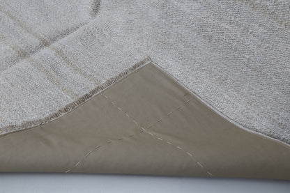 5x8 Vintage Hemp Rug, White Beige Striped Turkish Flatweave Area Rug, Handmade Natural Hemp Rug