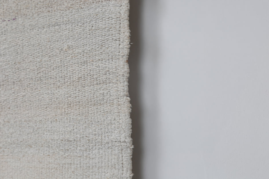 7x10 Vintage Hemp Rug, White Beige Turkish Flatweave Area Rug, Minimal Handmade Neutral Hemp Decor Rug