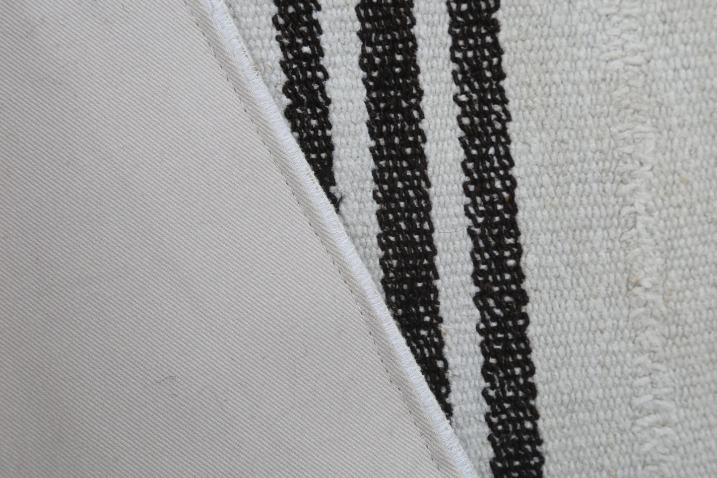 2'0 x 7'7 Vintage Turkish Hemp Runner Rug, White Black Striped Long Hallway Rug