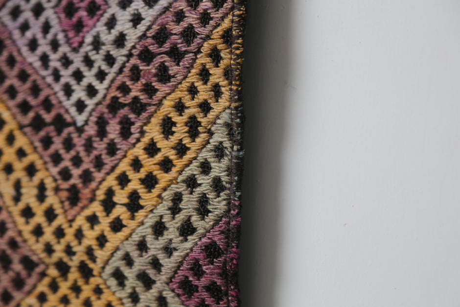 Vintage Turkish Kilim Runner Rug, Handmade Wool Geometric Orange Hallway Carpet