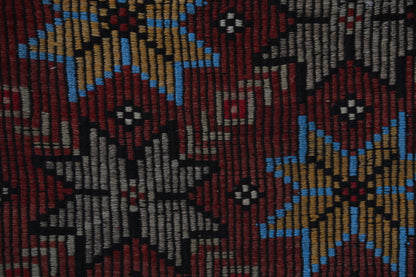 Vintage Turkish Kilim Runner Rug, Handmade Wool Red Floral Hallway Rug