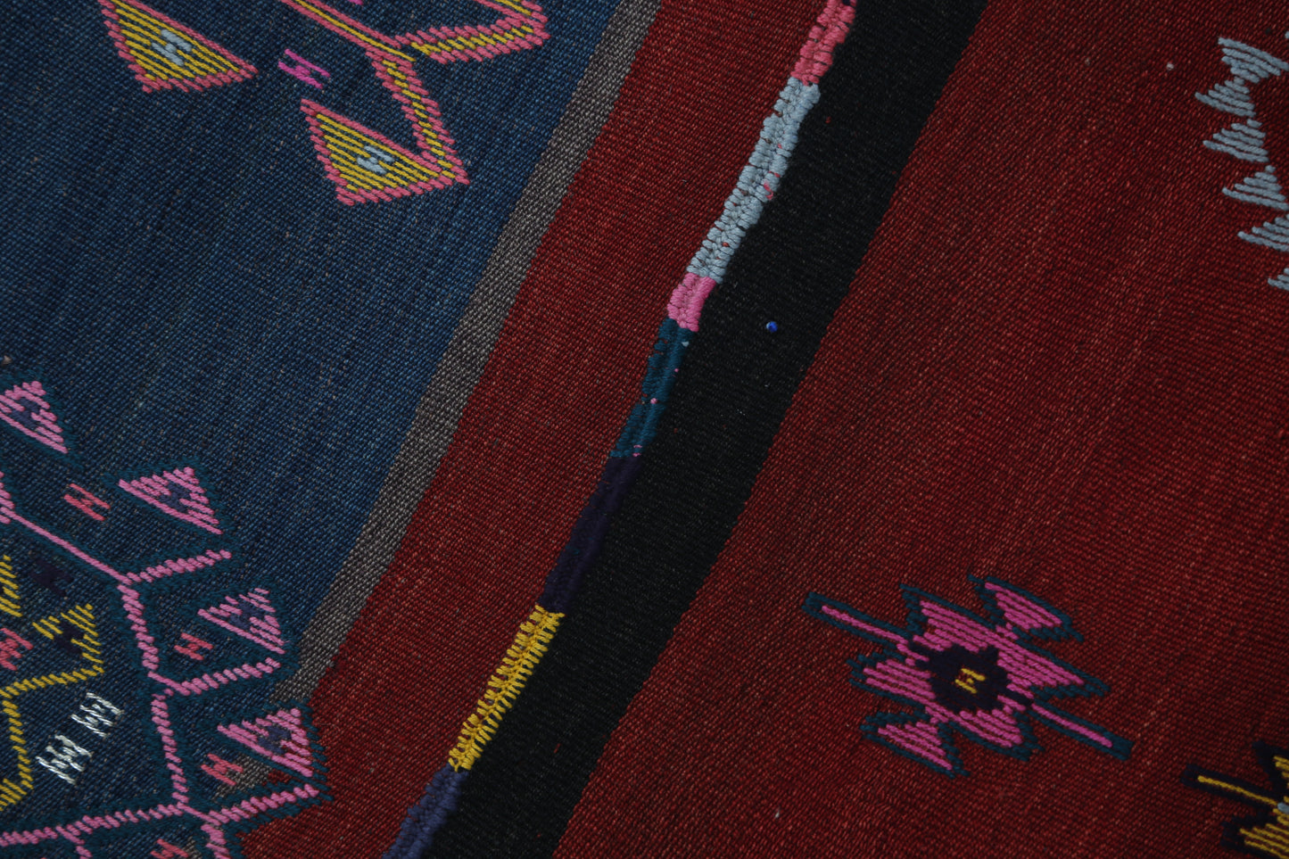 Vintage Turkish Kilim Runner Rug, Handmade Wool Tribal Hallway Rug