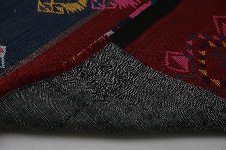 Vintage Turkish Kilim Runner Rug, Handmade Wool Tribal Hallway Rug