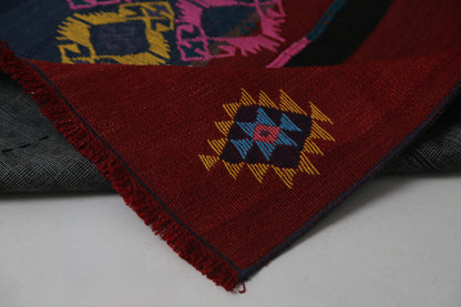 Vintage Turkish Kilim Runner Rug, Handmade Wool Tribal Hallway Rug