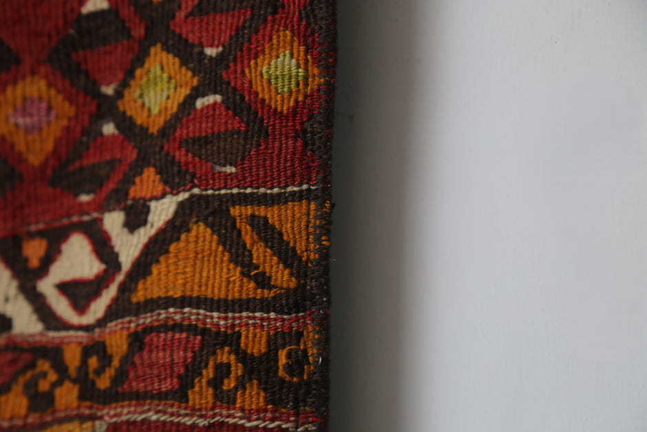 3'3 x 4'2 Vintage Turkish Kilim Rug, Handmade Wool Multicolor Tribal Flatweave Area Rug