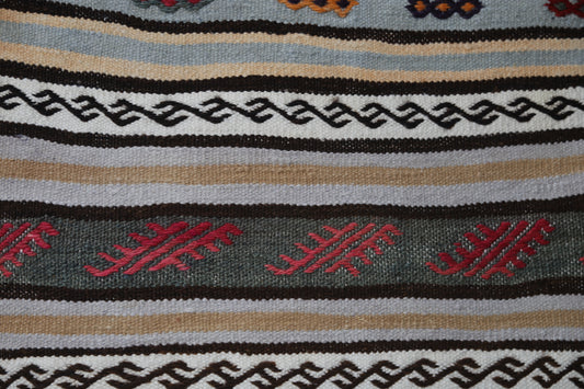 1'10 x 3'9 Vintage Turkish Kilim Runner, Handmade Wool Multicolor Striped Tribal Rug