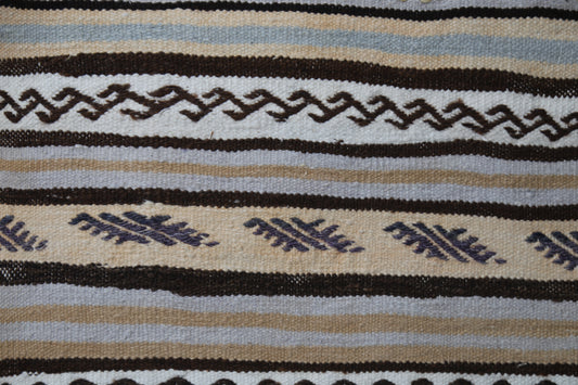 1'10 x 3'9 Vintage Turkish Kilim Runner, Handmade Wool Multicolor Striped Tribal Rug