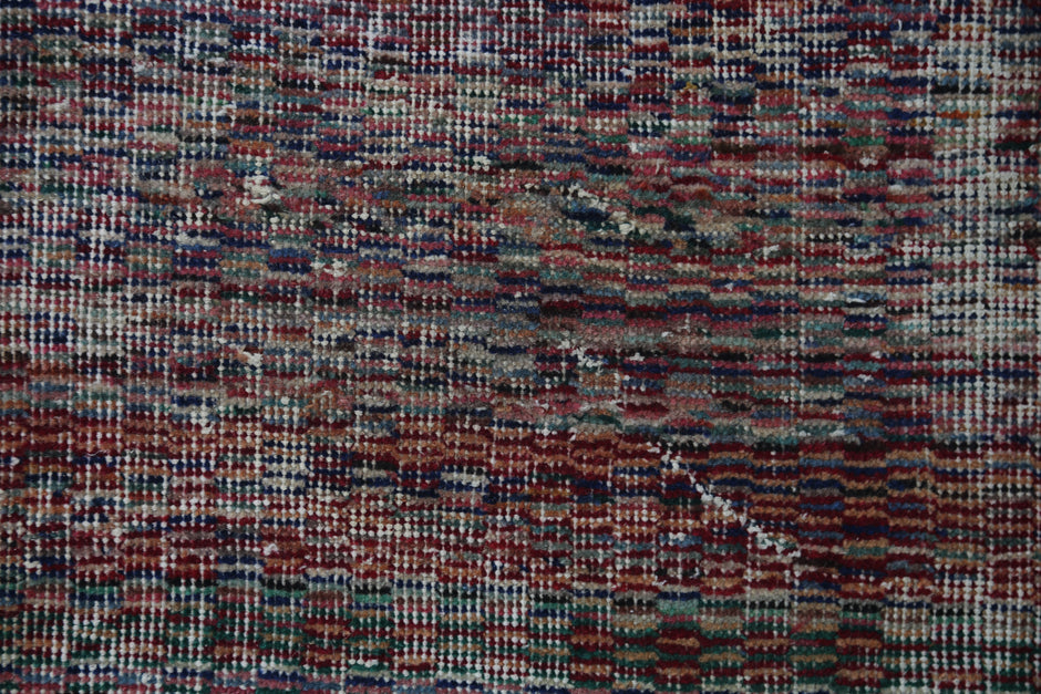 2'9 x 4'10 Vintage Turkish Rug, Handmade Wool Cotton Multicolor Minimal Distressed Doormat