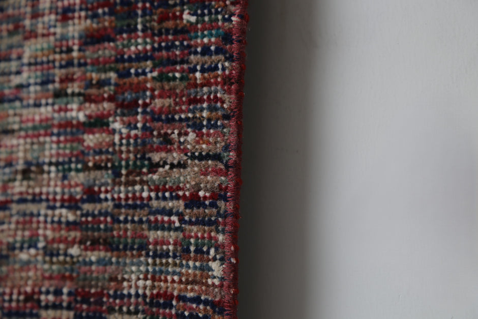 2'9 x 4'10 Vintage Turkish Rug, Handmade Wool Cotton Multicolor Minimal Distressed Doormat