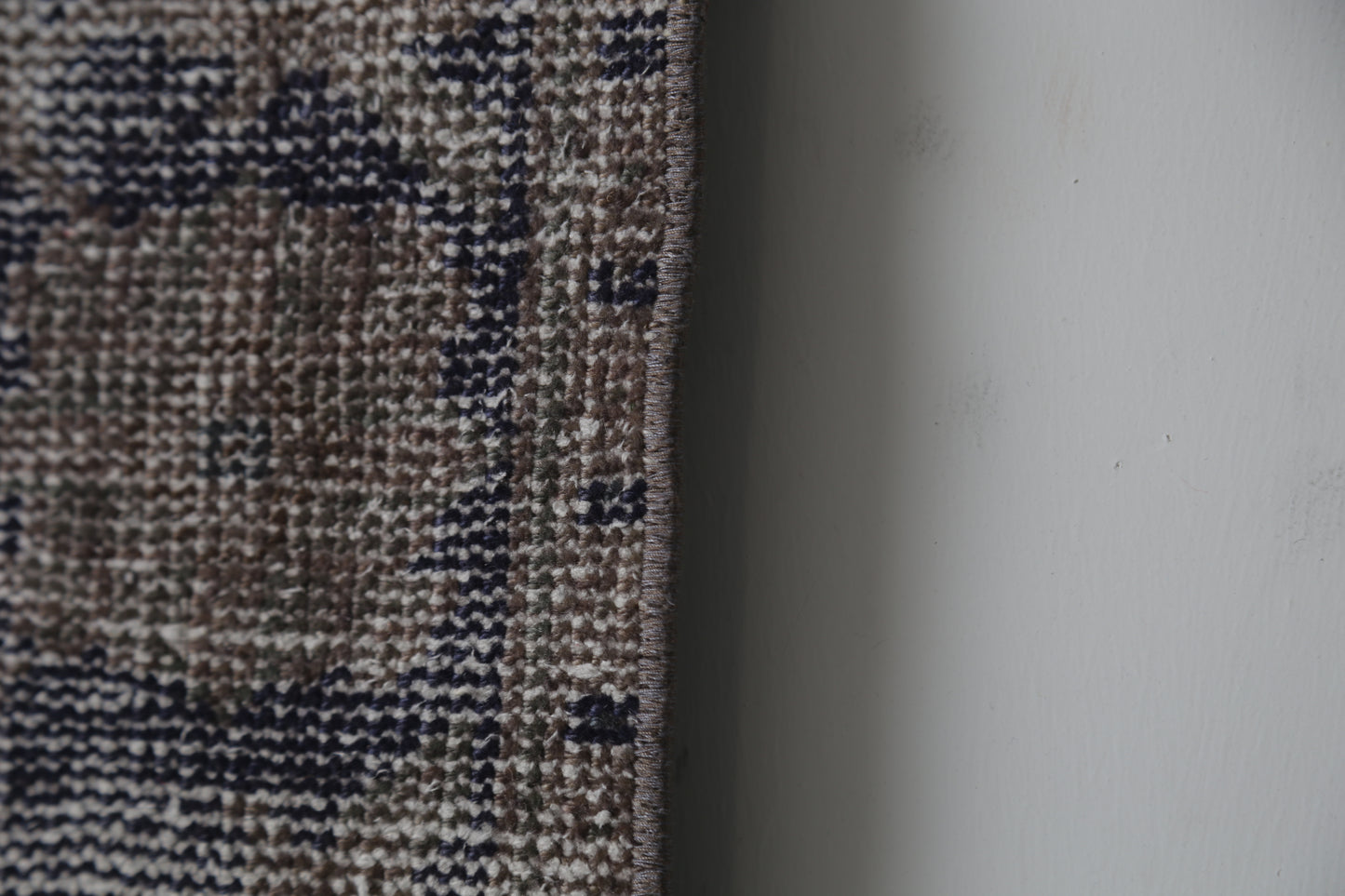 Vintage Turkish Doormat Rug, Handmade Wool Cotton, Distressed Minimal Entry Rug