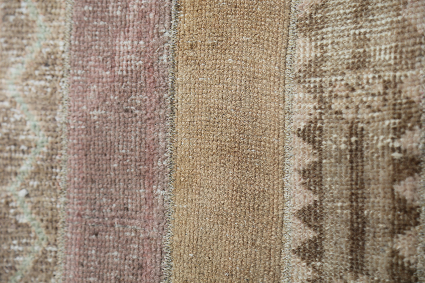 Vintage Patchwork Runner Rug, Handmade Wool Cotton Hallway Carpet