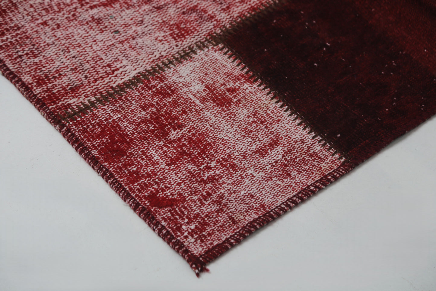 2'5 x 7'6 Vintage Turkish Patchwork Runner Rug, Handmade Wool Cotton Red Hallway Rug