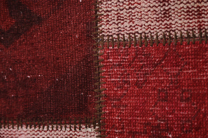 2'5 x 7'6 Vintage Turkish Patchwork Runner Rug, Handmade Wool Cotton Red Hallway Rug
