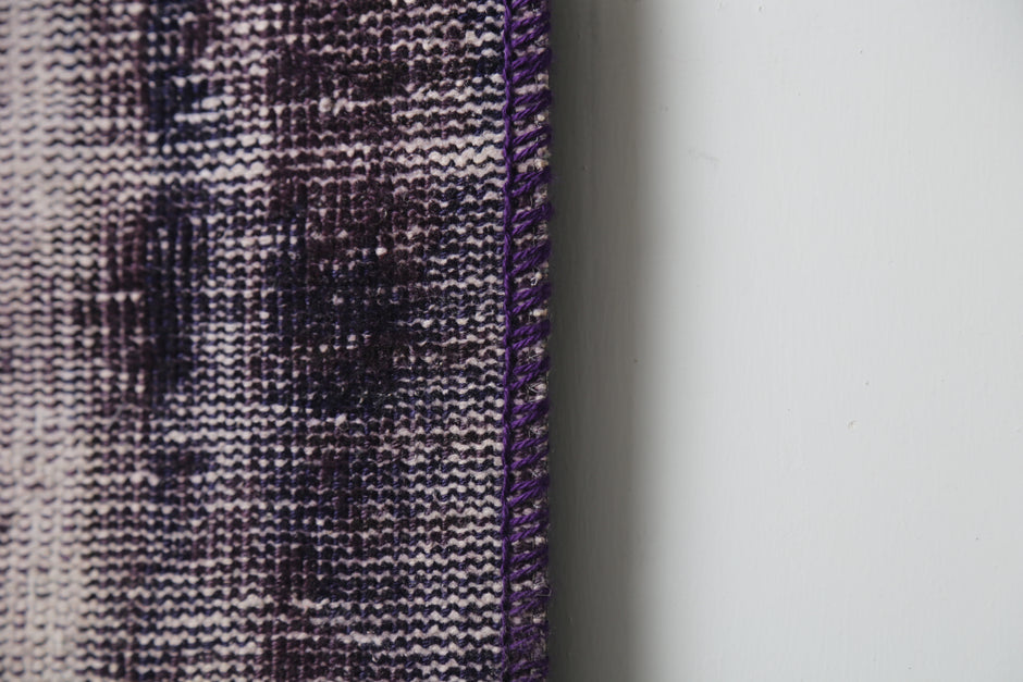 2'3 x 8'4 Vintage Turkish Patchwork Runner Rug, Handmade Wool Cotton Purple Hallway Rug