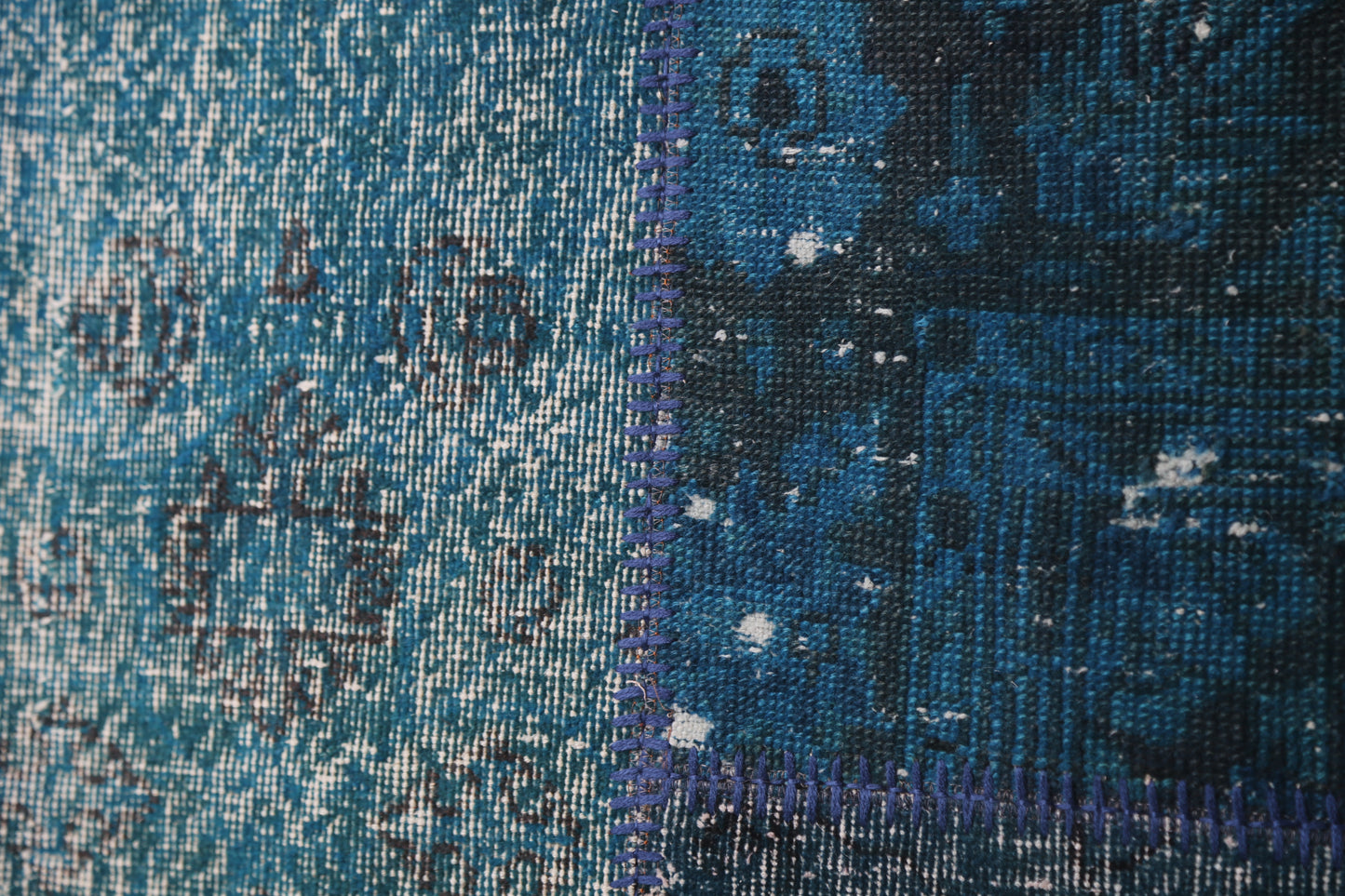2'5 x 7'2 Vintage Turkish Patchwork Runner Rug, Handmade Wool Cotton Blue Hallway Rug