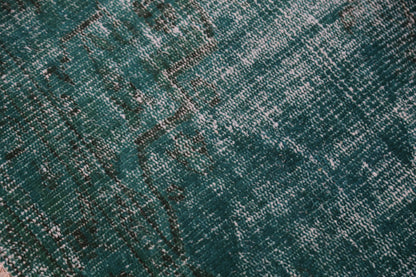 2'4 x 8'7 Vintage Turkish Runner Rug, Green Distressed Wool Cotton Hallway Rug