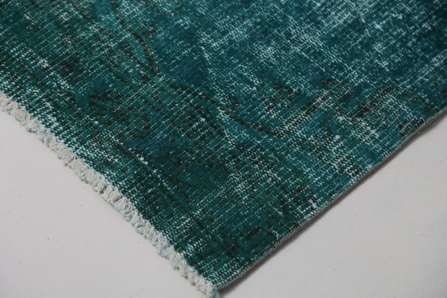 2'4 x 8'7 Vintage Turkish Runner Rug, Green Distressed Wool Cotton Hallway Rug