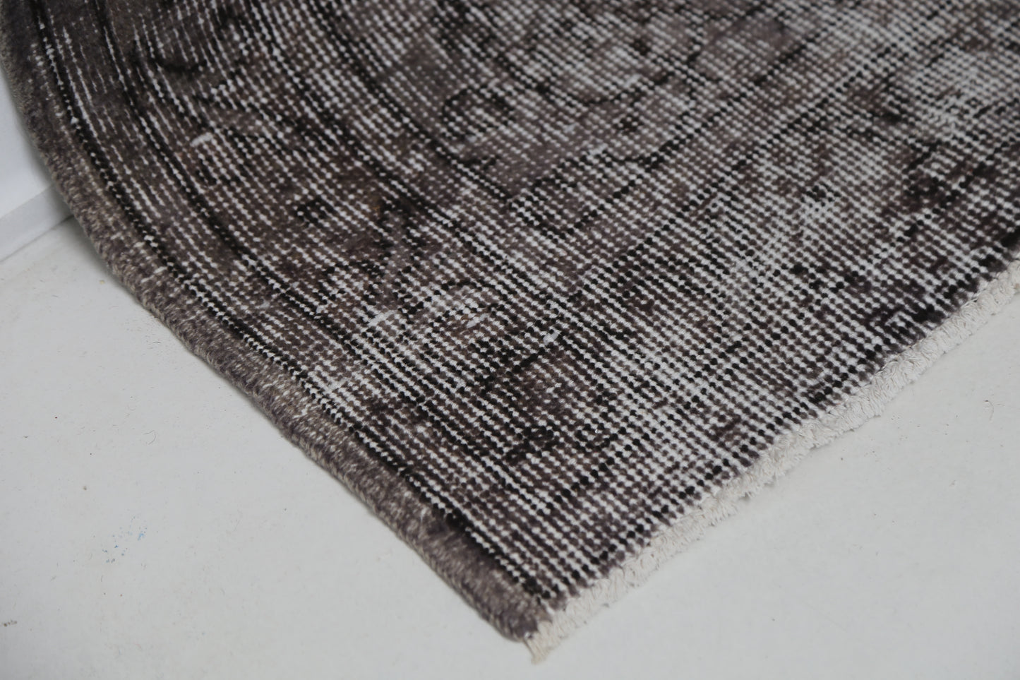 3'3 x 6'9 Vintage Turkish Rug, Brown Black Distressed Floral Wool Cotton Area Rug