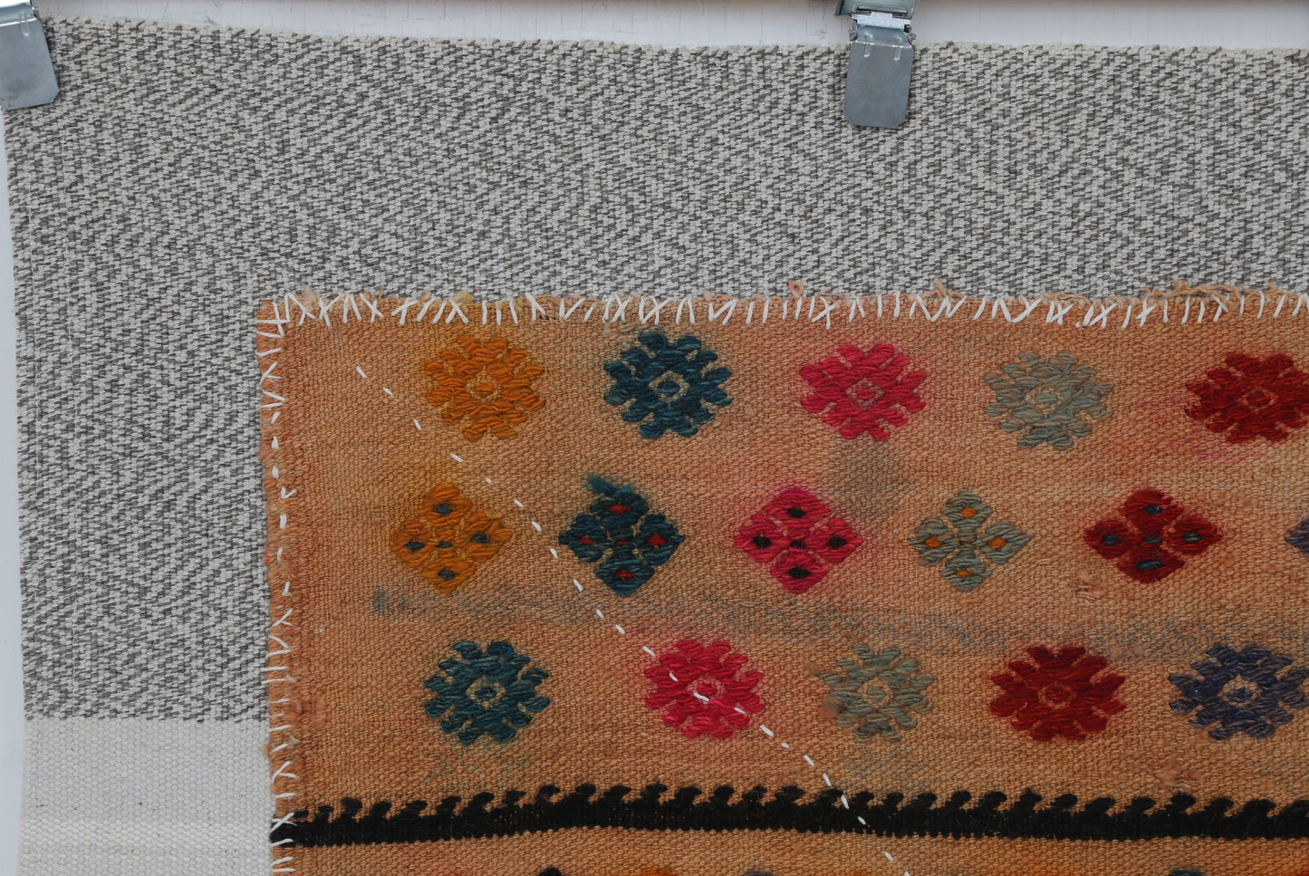 3x4 Handmade Wool Tapestry Rug, Tribal Textile Wall Hanging, Geometric Fiber Art Decor