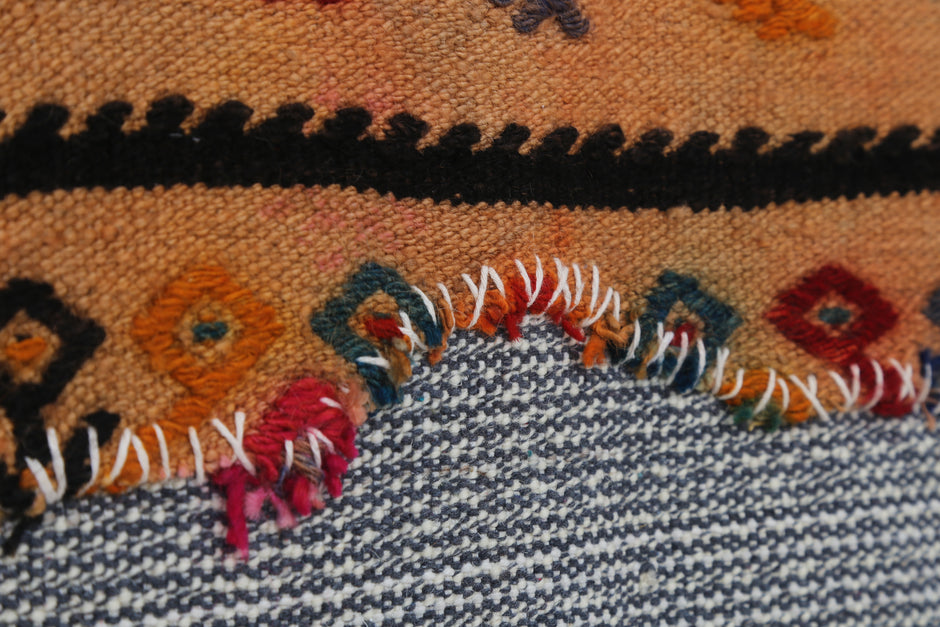 3x4 Handmade Wool Tapestry Rug, Tribal Textile Wall Hanging, Geometric Fiber Art Decor