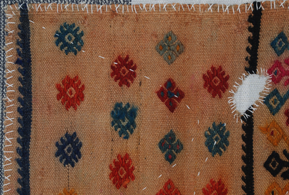 3x4 Handmade Wool Tapestry Rug, Tribal Textile Wall Hanging, Geometric Fiber Art Decor