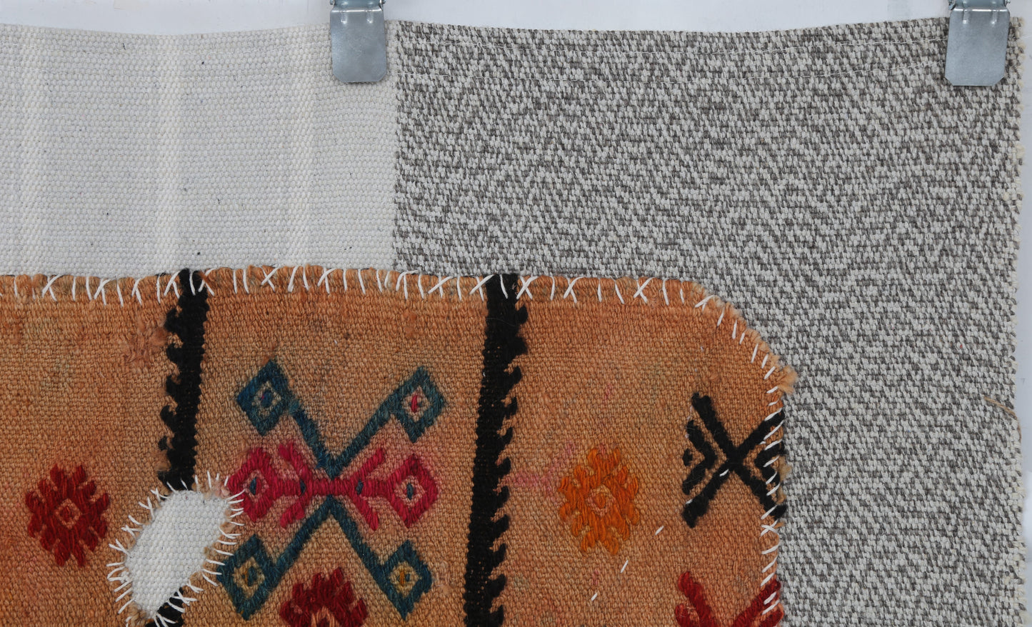 3x4 Handmade Wool Tapestry Rug, Tribal Textile Wall Hanging, Geometric Fiber Art Decor