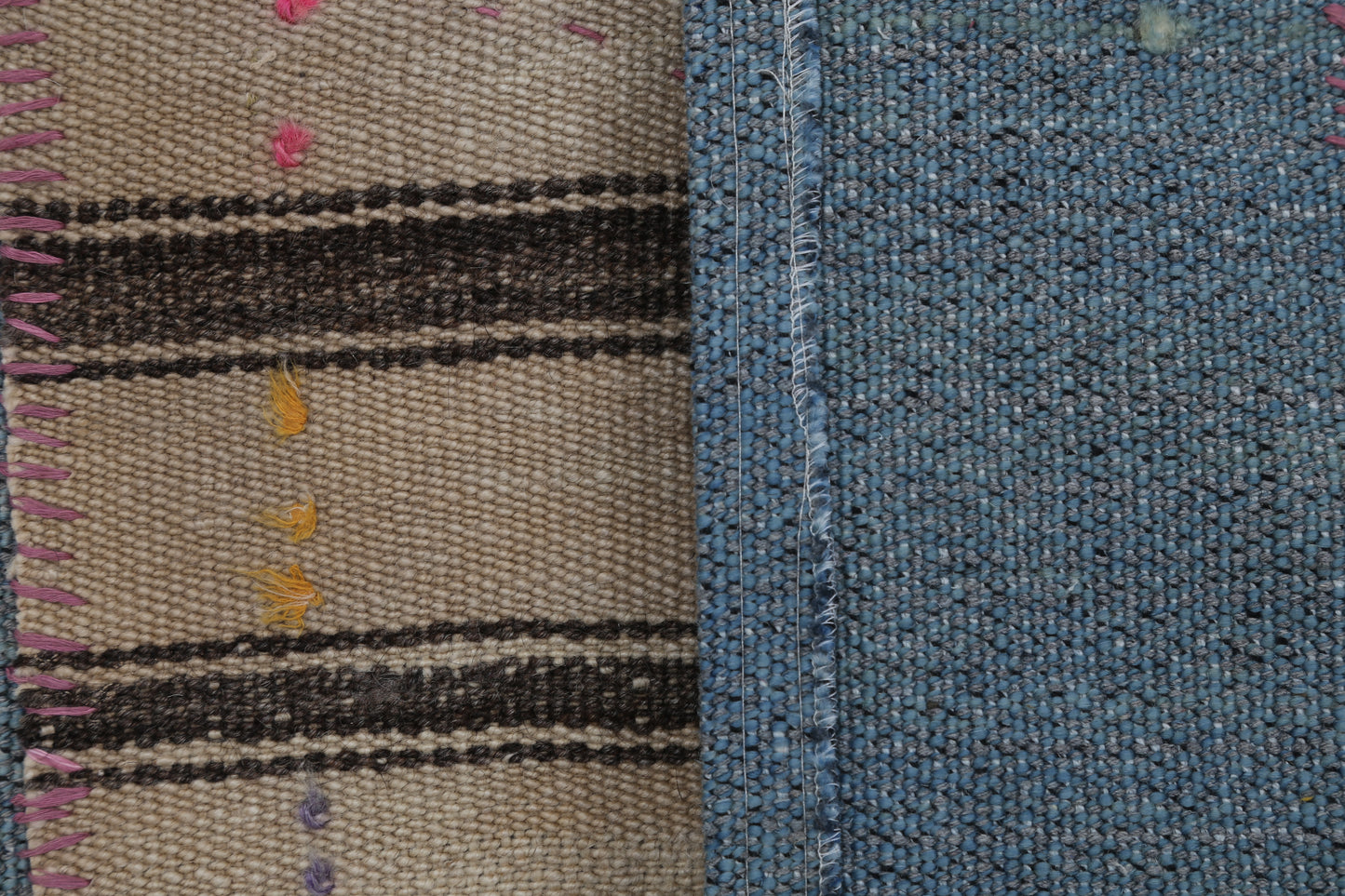 3x4 Handmade Wool Tapestry Rug, Striped Textile Wall Hanging, Rustic Fiber Art Decor