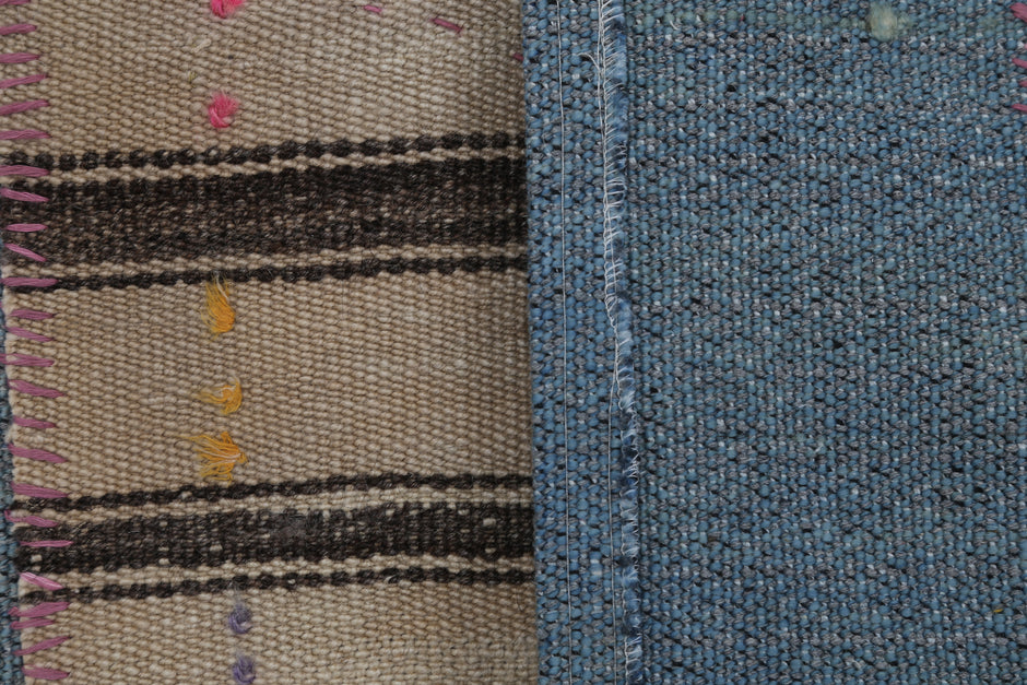 3x4 Handmade Wool Tapestry Rug, Striped Textile Wall Hanging, Rustic Fiber Art Decor