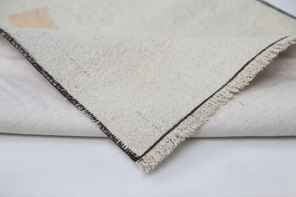 2'3 x 6'1 Vintage Turkish Kilim Runner Rug, Beige Minimal Tribal Wool Hallway Rug