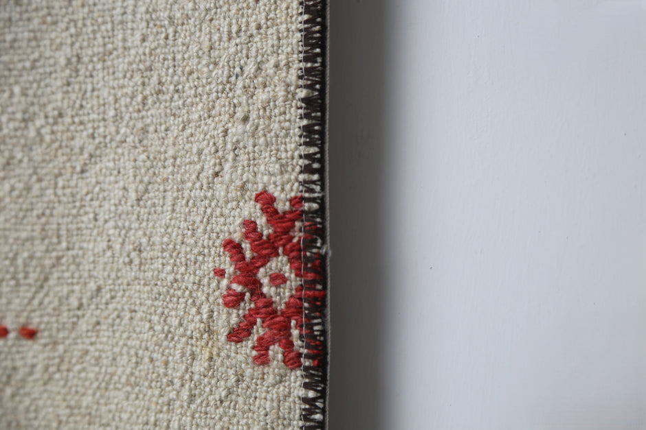2'3 x 6'1 Vintage Turkish Kilim Runner Rug, Beige Minimal Tribal Wool Hallway Rug